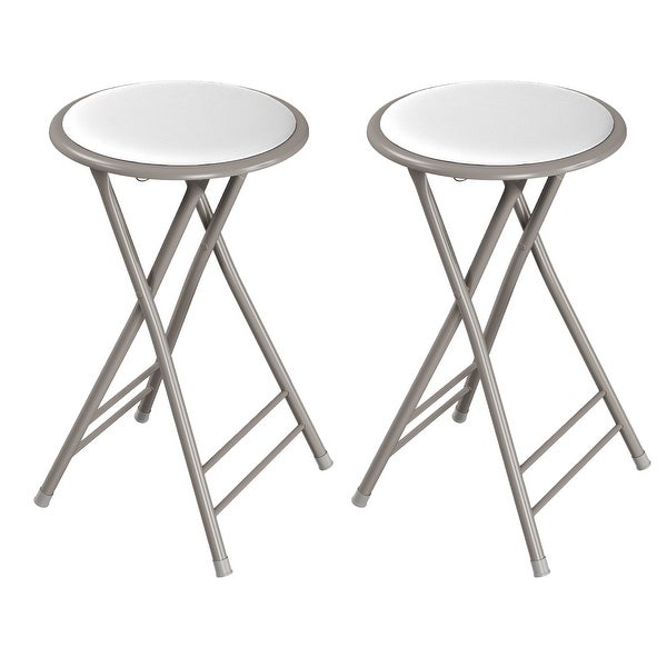 Set of 2 Counter Height Bar Stools - 24-Inch (White)