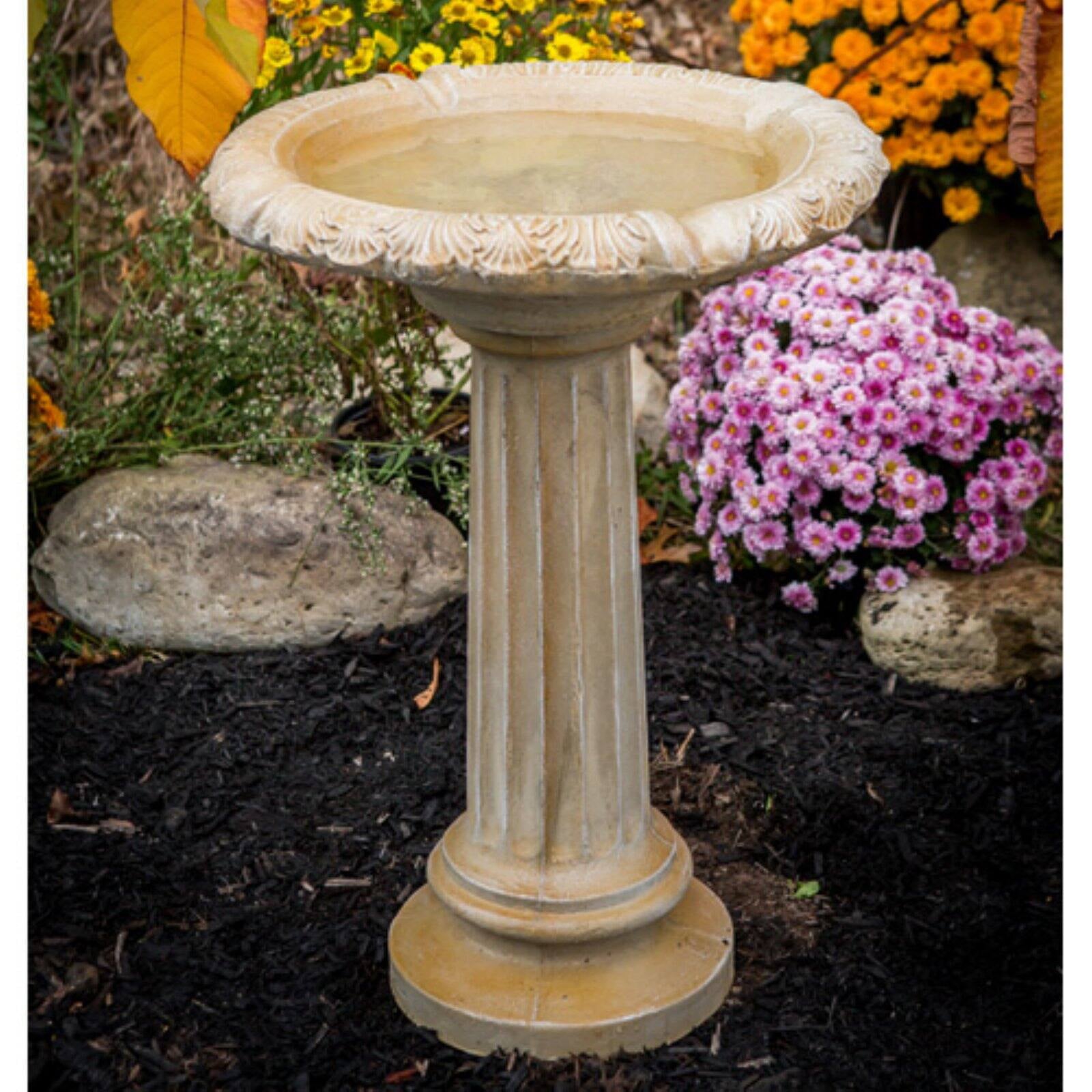 Athena Garden Cast Stone Fancy Column Bird Bath