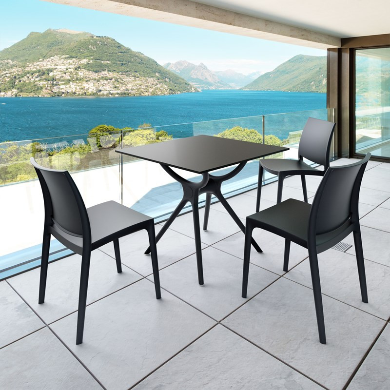 Compamia Siesta Air 31 quotSquare Dining Table in Black   Midcentury   Outdoor Dining Tables   by Homesquare  Houzz