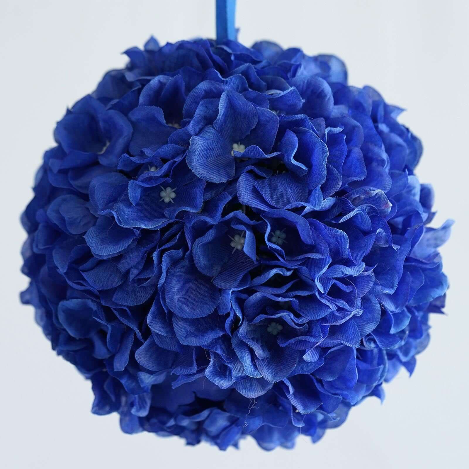 4 Pack Royal Blue Artificial Silk Hydrangea Kissing Flower Balls 7