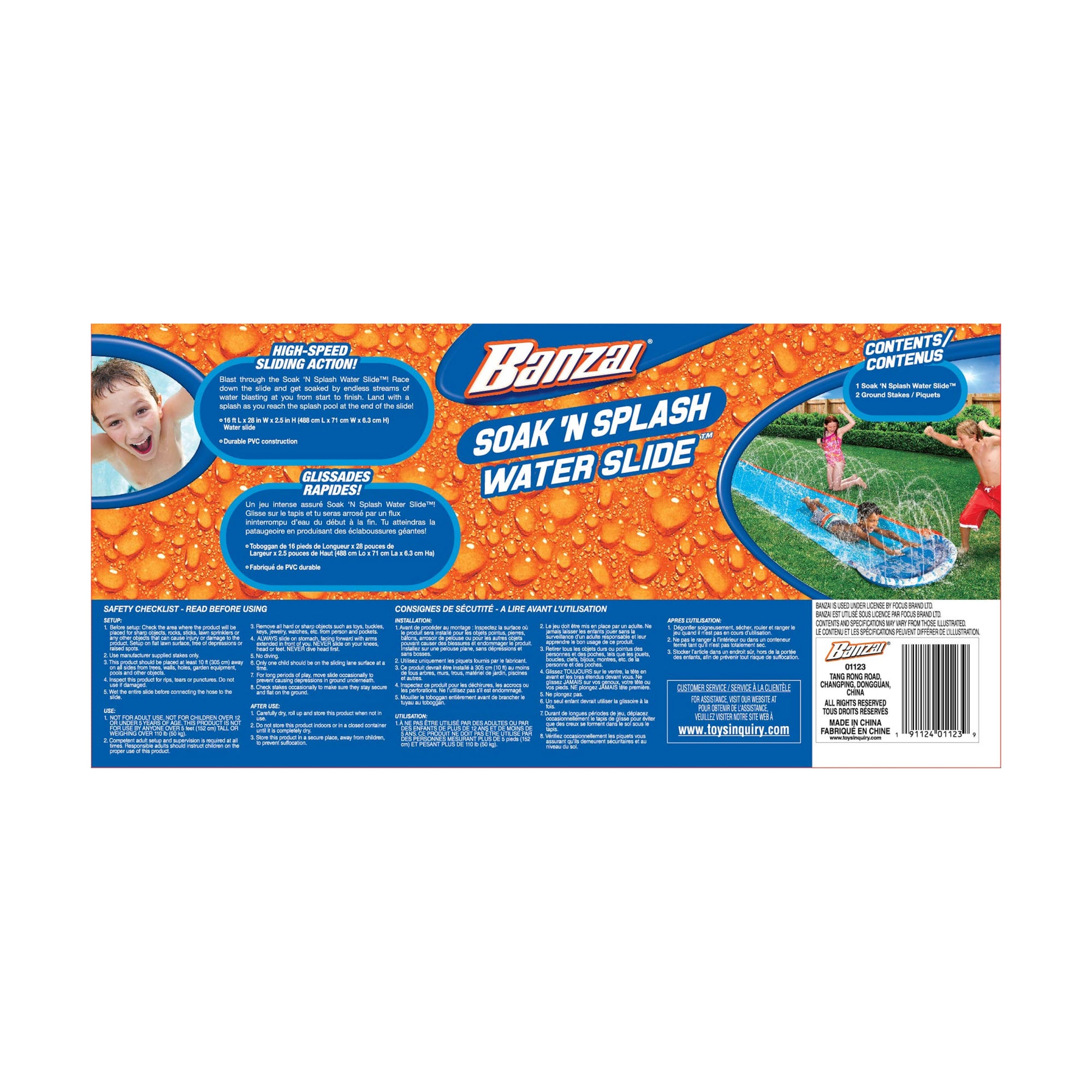 Banzai Soak 'N Splash High-Speed Backyard/Outdoor Water Slide