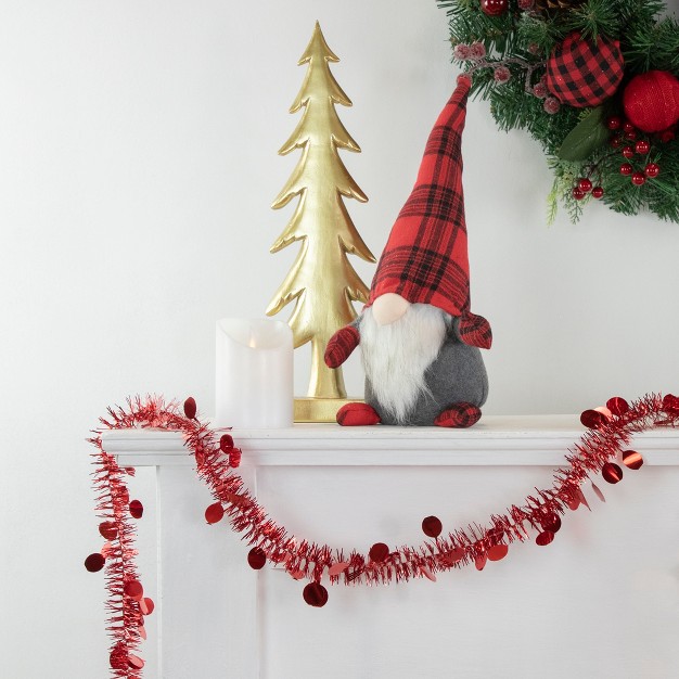 Red Tinsel Christmas Garland With Polka Dots Unlit