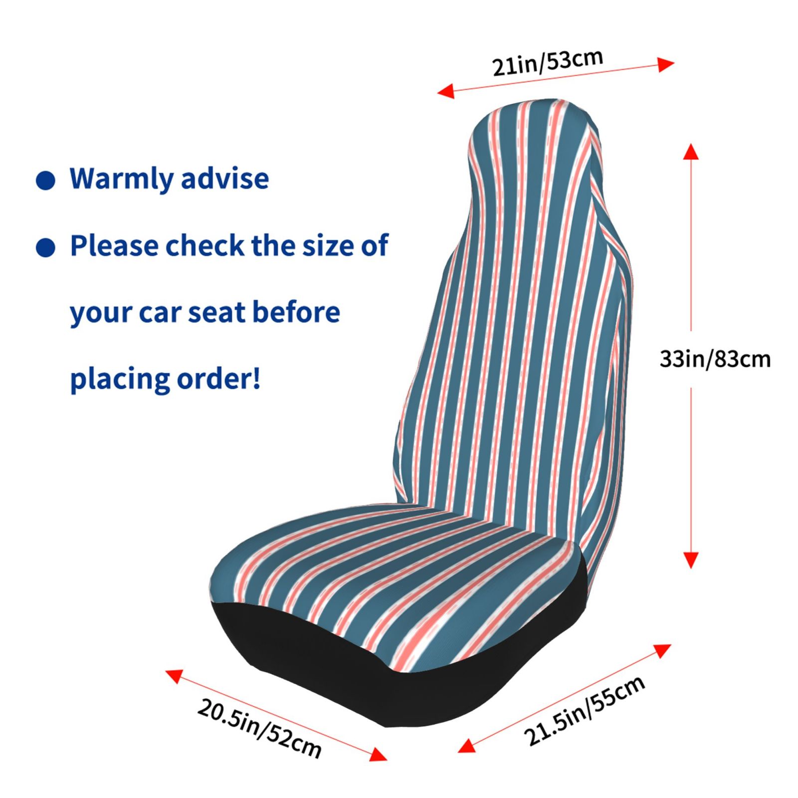 TEQUAN Front Seat Covers， Simple Blue Pink Stripes Pattern 2 Piece Car Seat Cover Fit Most Car SUV Truck Van