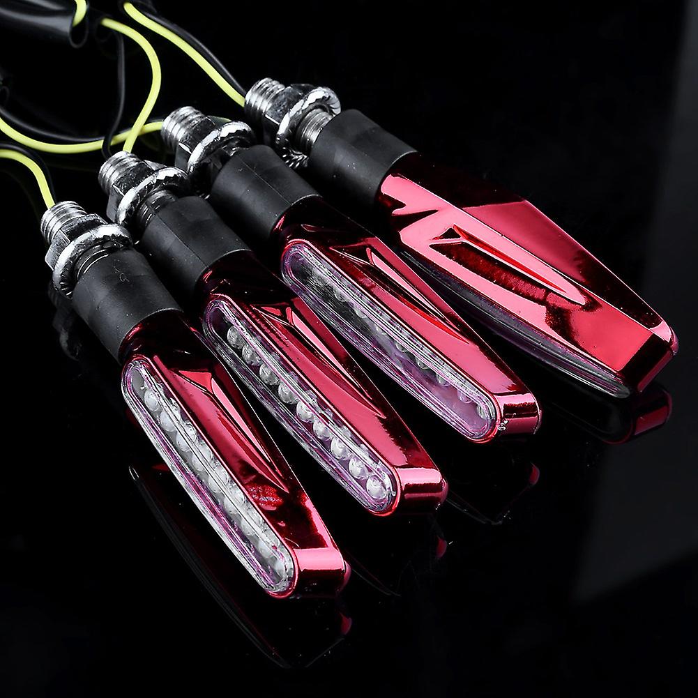 4x Motorcycle Universal 9 Led Turn Signal Indicator Light Blinker Lamp Amber Light Red