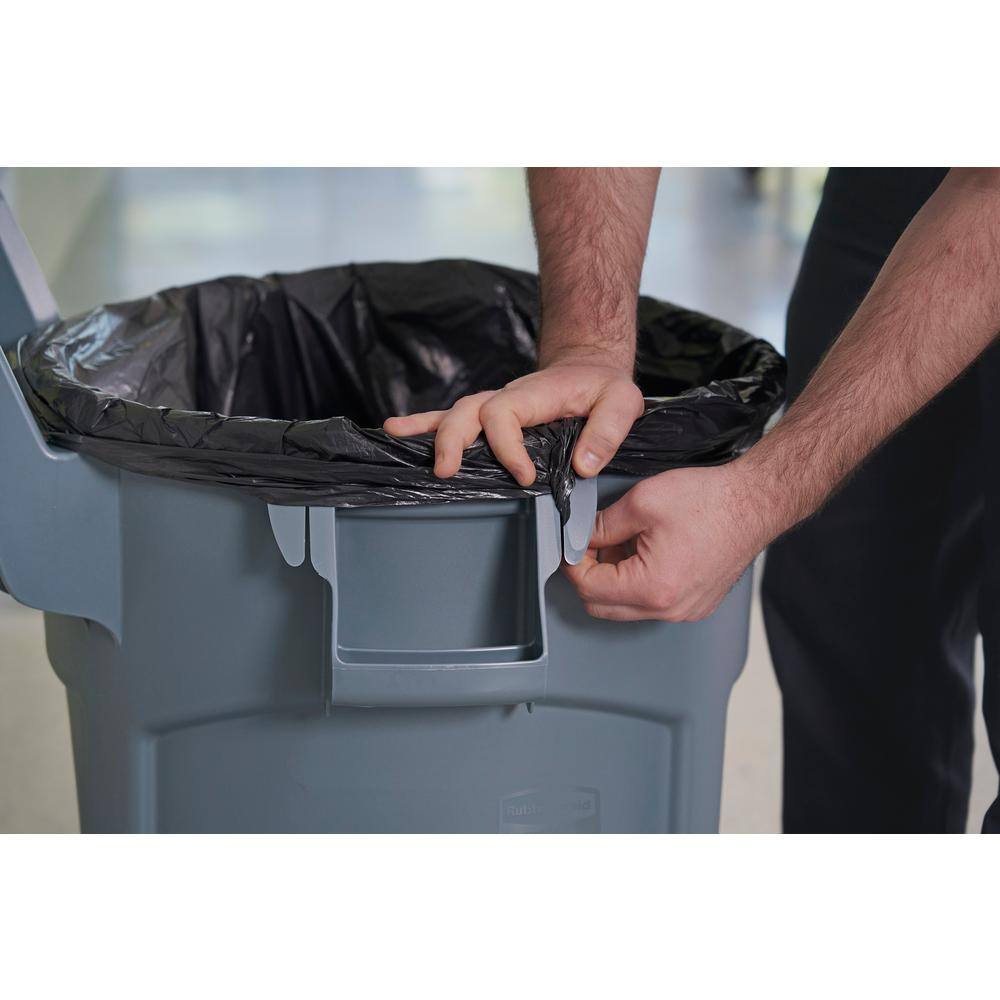 Rubbermaid Commercial Products Brute 44 Gal. Grey Round Vented Wheeled Trash Can 2131928