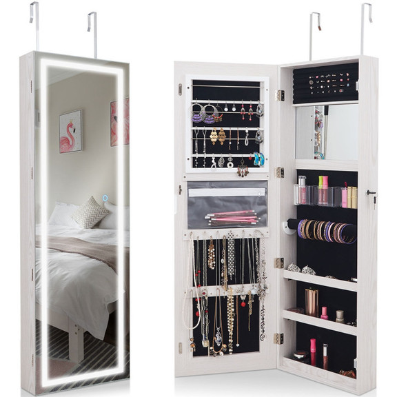 Costway 07195364 Mirrored Jewelry Armoire with Ful...