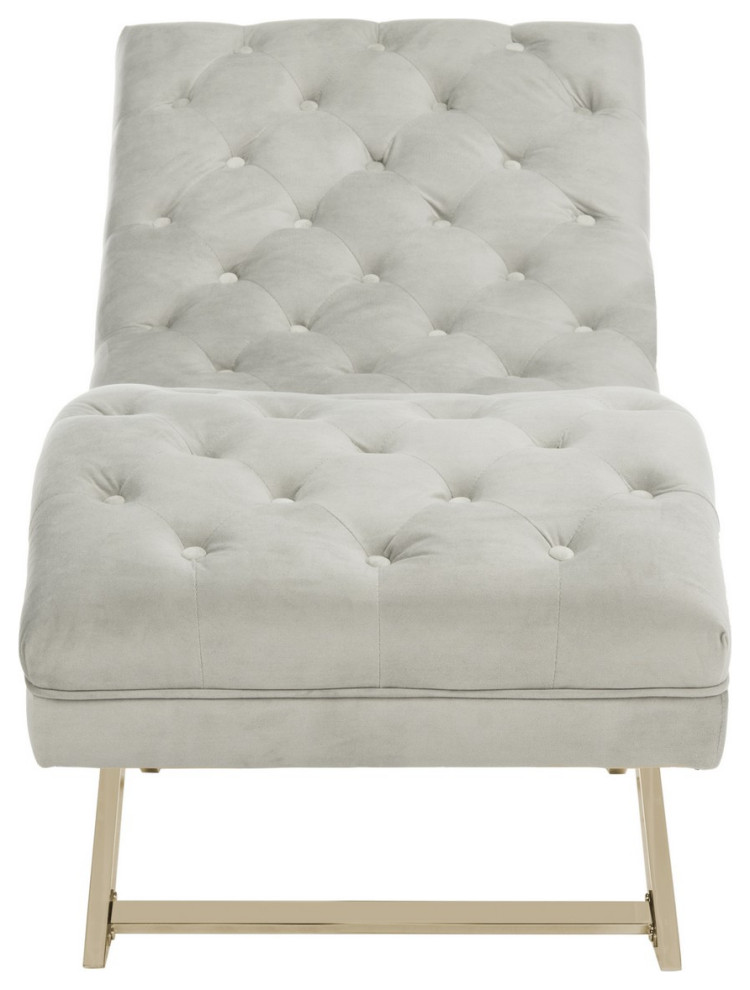 Boyd Chaise W/ Headrest Pillow Gray/ Gold   Contemporary   Indoor Chaise Lounge Chairs   by Peachtree Fine Furniture  Houzz