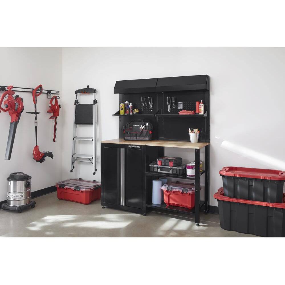 Husky 6-Piece Ready-to-Assemble Steel Garage Workstation in Black (53 in. W x 69.5 in. H x 19.5 in. D) G52006S1-US