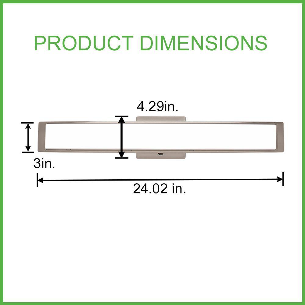 Hampton Bay Collier Heights 24 in. Brushed Nickel Curved Selectable LED Vanity Light Bar Flush Mount wNight Light Feature (8-Pack) 537999030-8PK