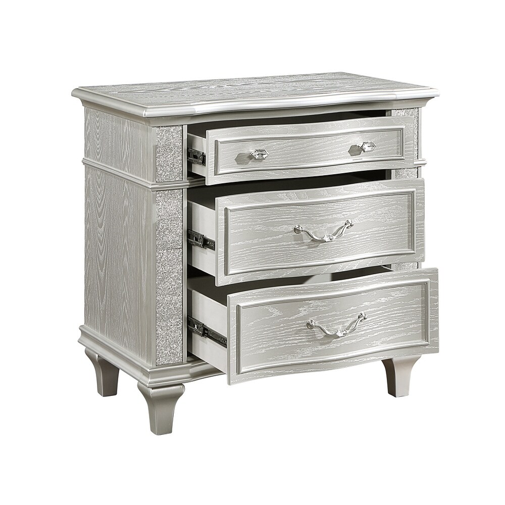 Paris Contemporary Style 3 Drawer Nightstand Made with Wood