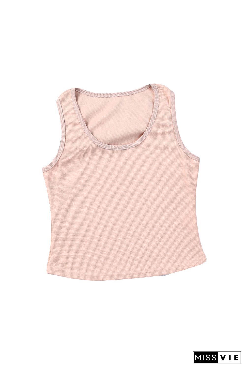 Plain Waffle Knit U Neck Tank Top