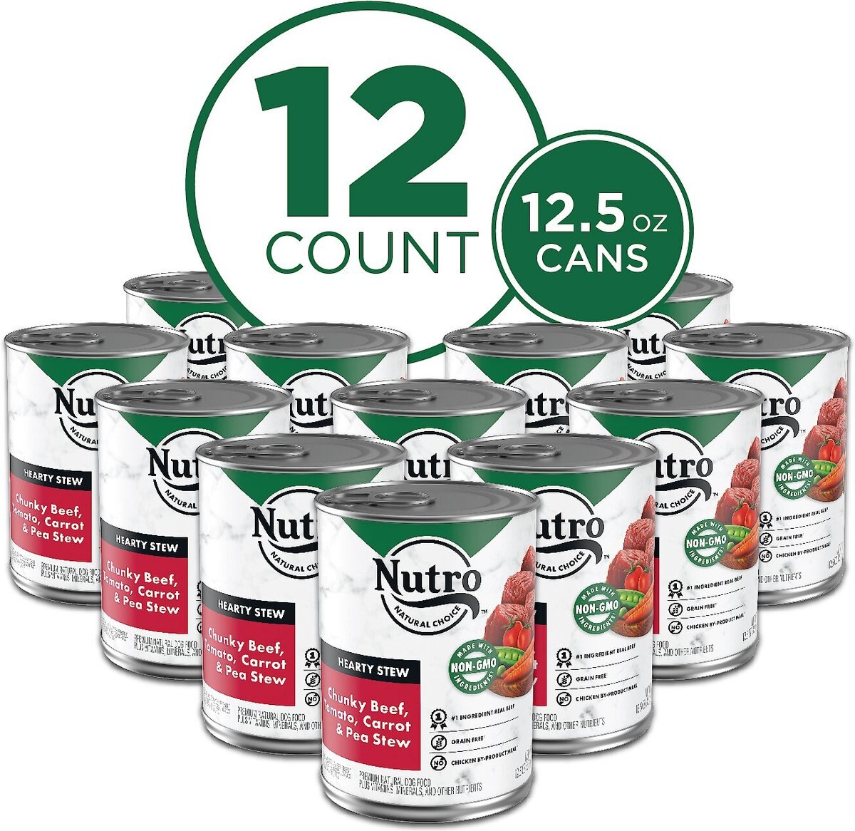 Nutro Hearty Stew Adult Chunky Beef， Tomato， Carrot and Pea Canned Dog Food