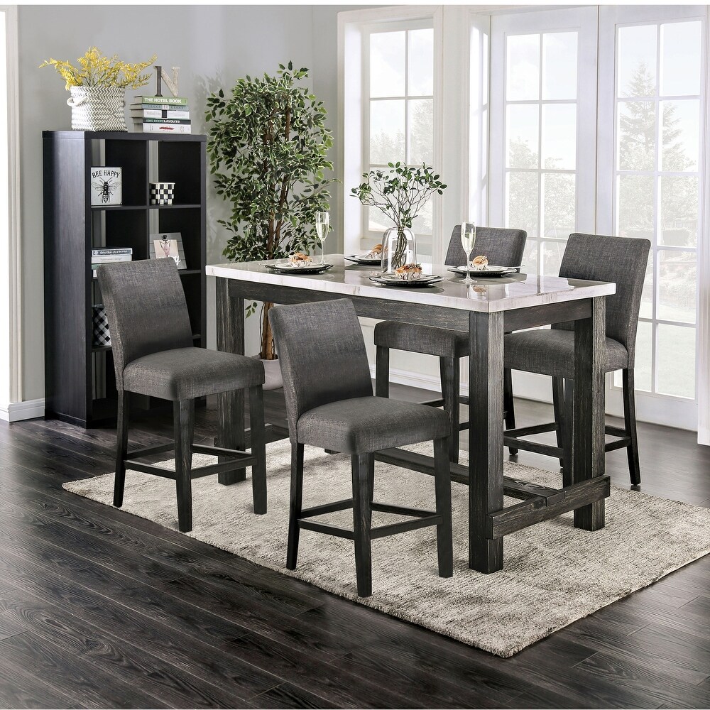 Shap Rustic Solid Wood 5 Piece Counter Height Dining Set by Furniture of America