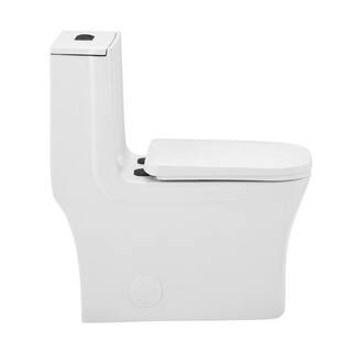 Swiss Madison Concorde 1-piece 1.11.6 GPF Dual Flush Elongated Toilet in Glossy White with Black Hardware Seat Included SM-1T106HB