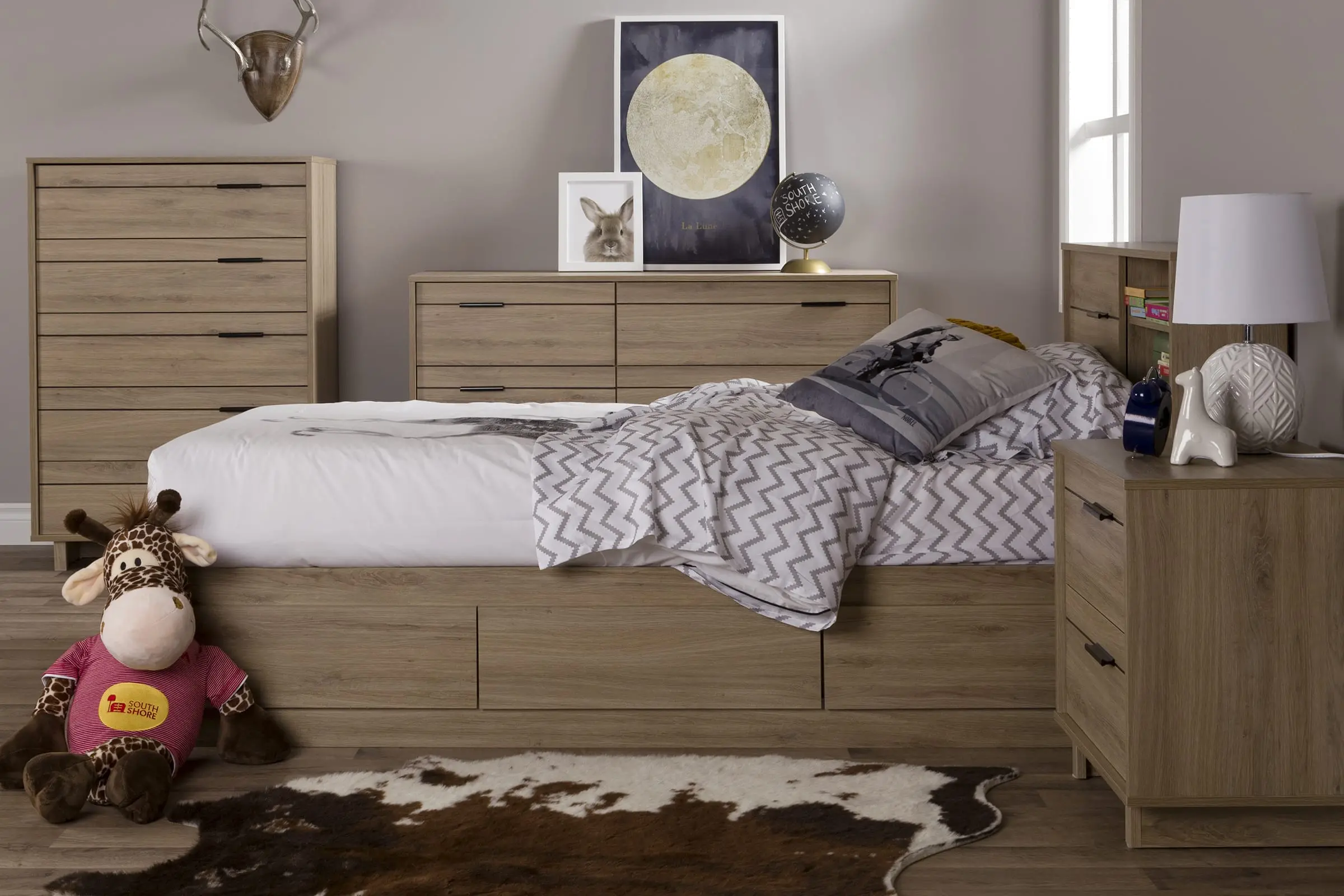 Fynn Brown Twin Bed and Headboard Set - South Shore