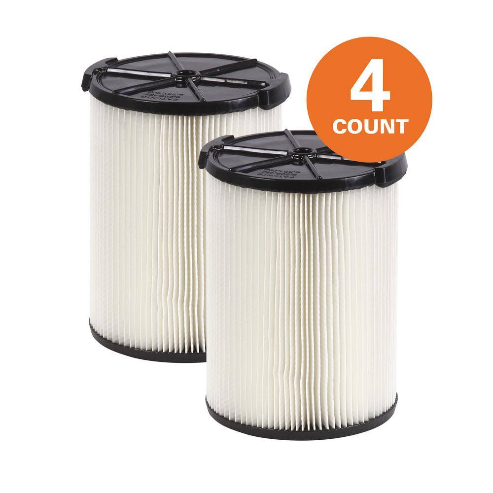 RIDGID 1-Layer Standard Pleated Paper Filter for Most 5 Gallon and Larger RIDGID WetDry Shop Vacuums (4-Pack) VF4200A