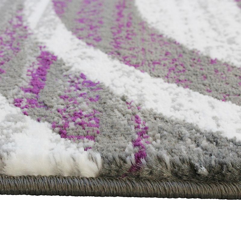 Masada Rugs Masada Rugs Stephanie Collection 5'x7' Area Rug with Modern Contemporary Design 1103 in Purple， Gray， White and Black