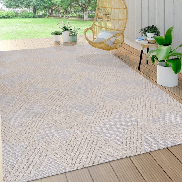 Jazz High low Pile Art Deco Geometric Indoor outdoor Area Rug Jonathan Y