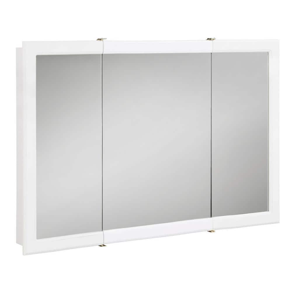 Design House Concord 48 in W x 30 in H Surface Mount TriView White Gloss Medicine Cabinet with Mirror