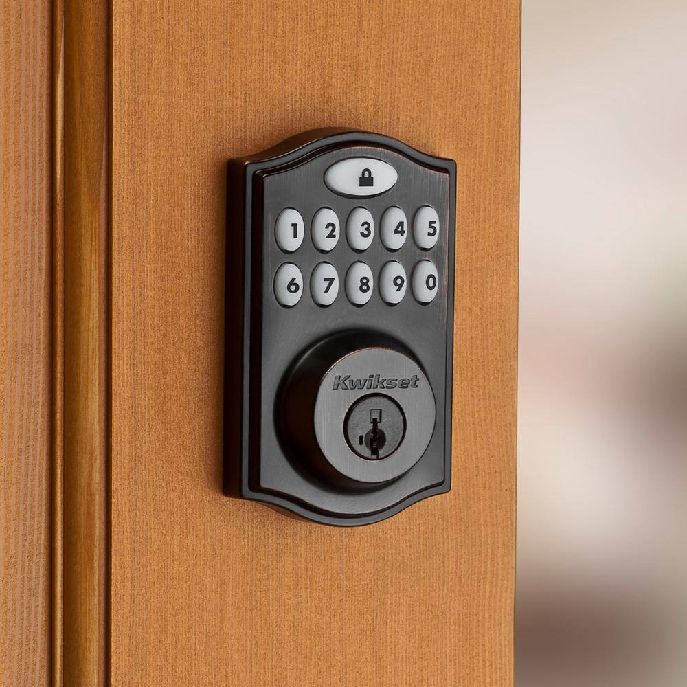 Kwikset SmartCode 914 Zigbee 3.0 Venetian Bronze Single Cylinder Electronic Deadbolt Featuring SmartKey Security 914TRZB3.011PCP