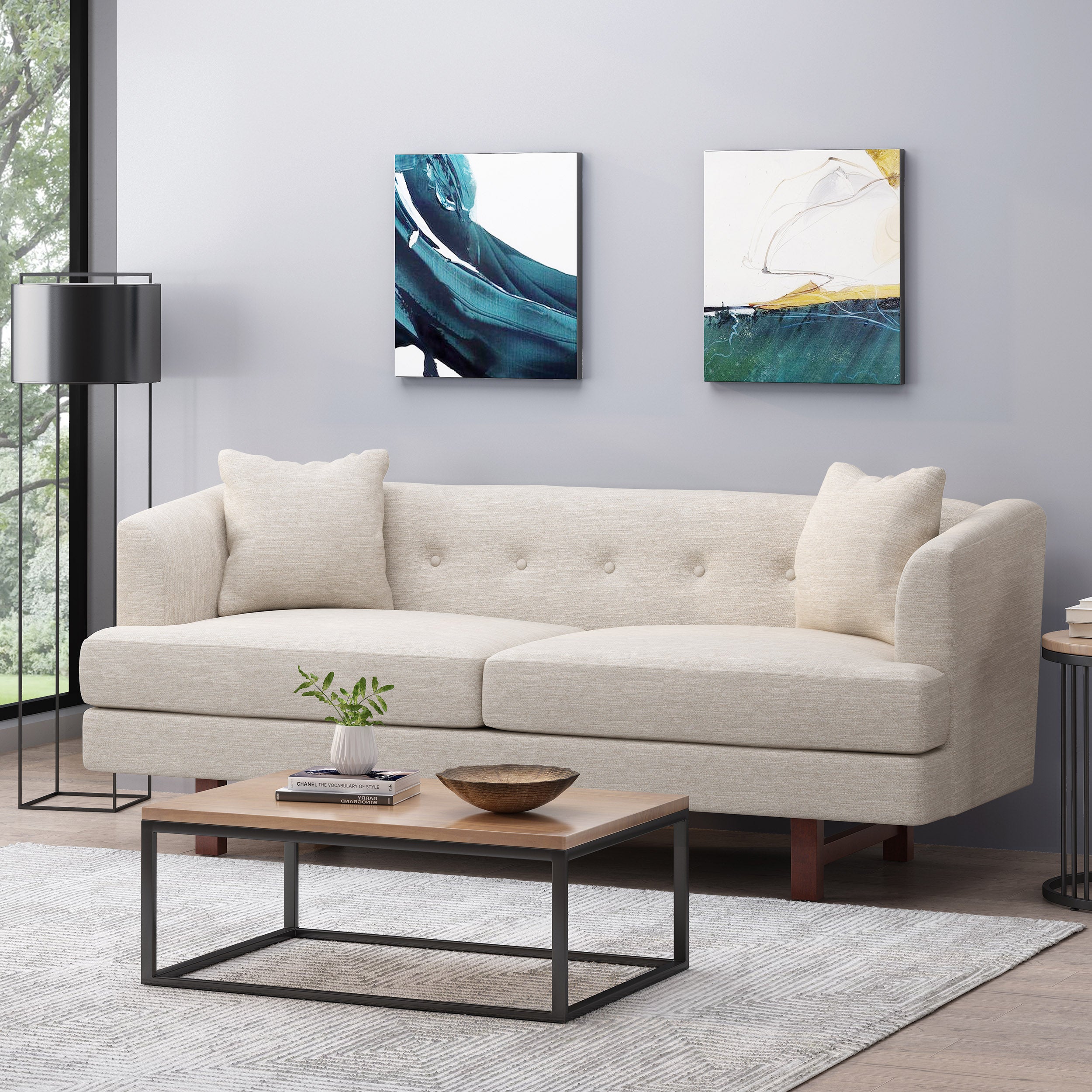 Sparks Mid-Century Modern Upholstered 3 Seater Sofa