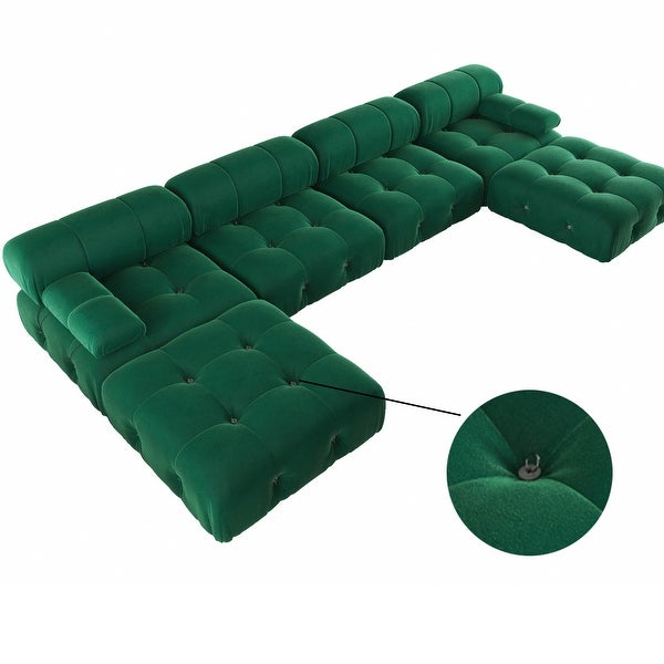 138'' Modern Velvet Upholstery U-shaped Sectional Sofa