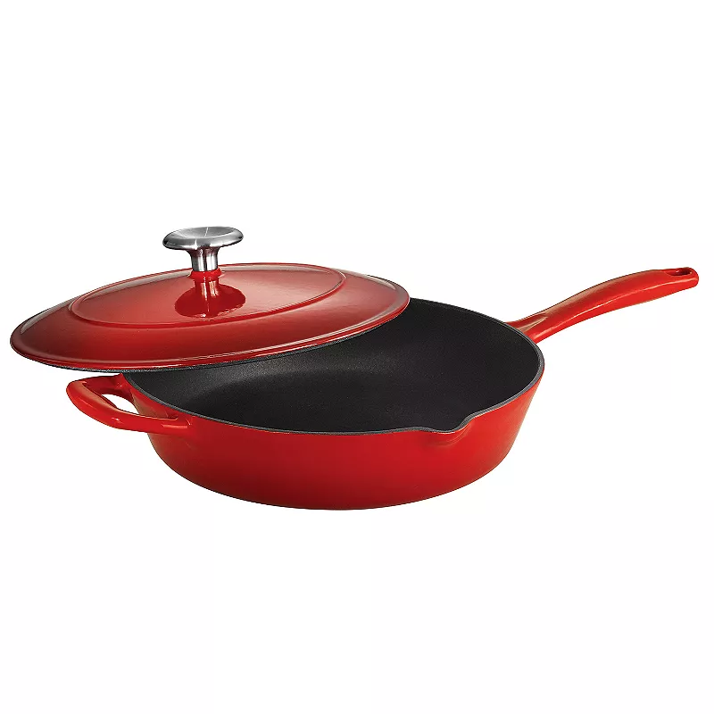 Tramontina Enameled Cast-Iron 10-in. Covered Skillet