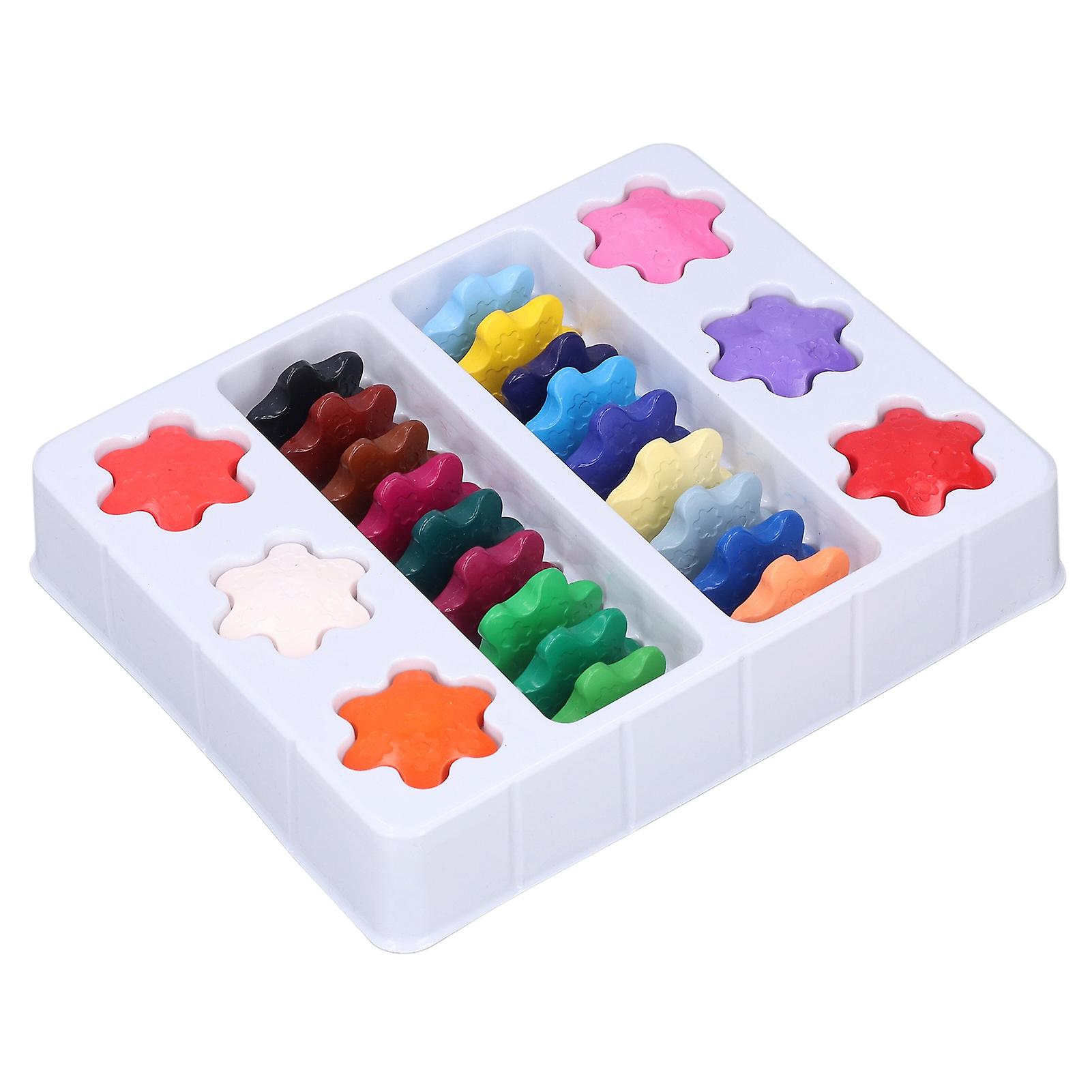 Crayons 24 Colors Washable Children's Drawing Snowflake Shape Graffiti Crayons Brushes