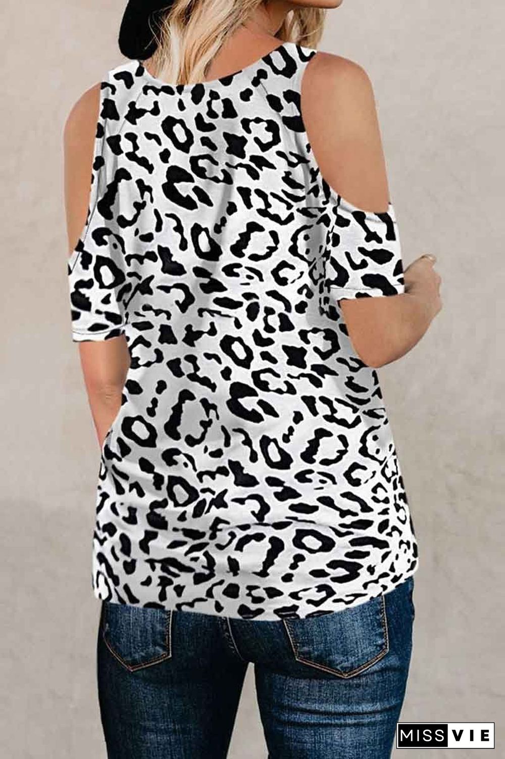 Off-Shoulder Leopard Print T-Shirt ( 2 Colors )