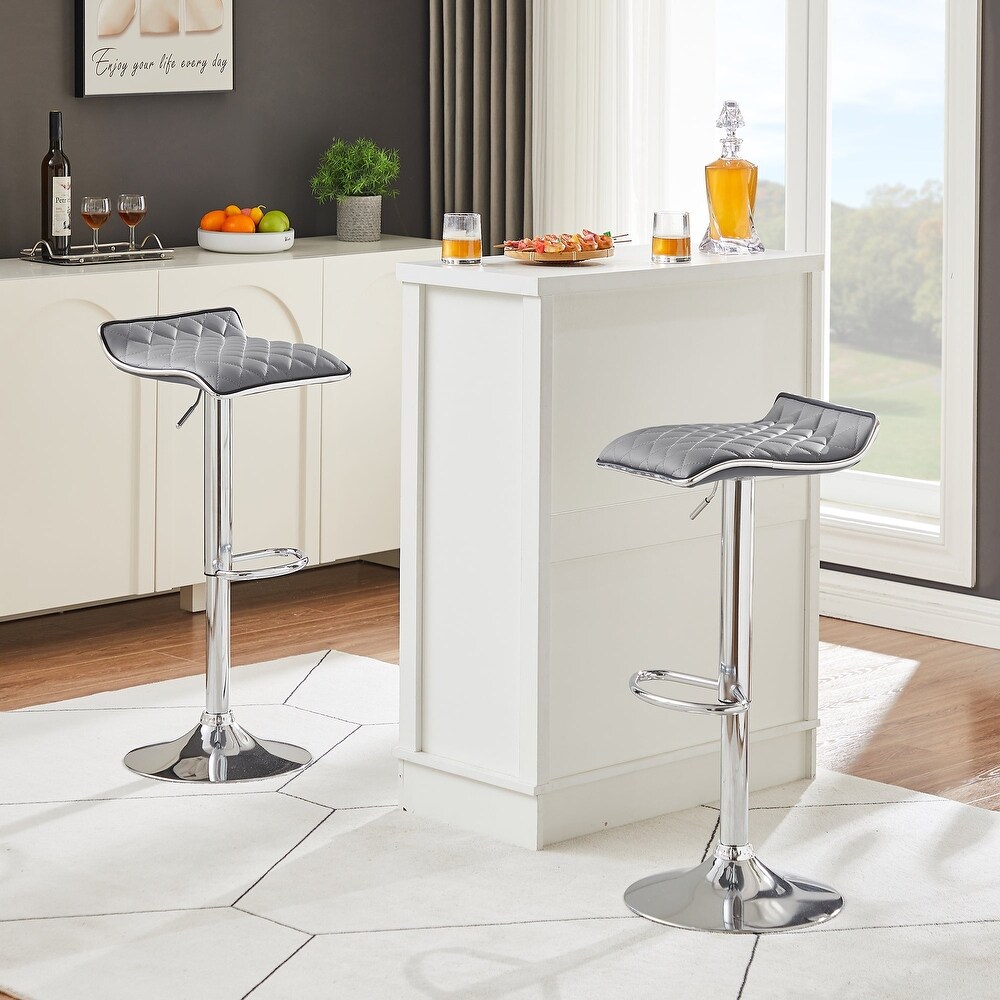 Javlergo Set of 4 Adjustable Swivel Bar Stools Counter Height Bar Chair with Footrest  Dark Gray