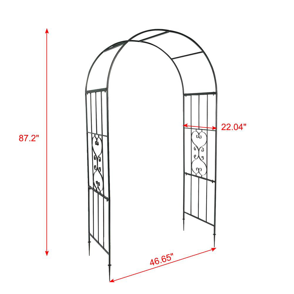 Winado Decorative Iron Garden Arch Arbor Trellis for Climbing Plants,Black 87 in.