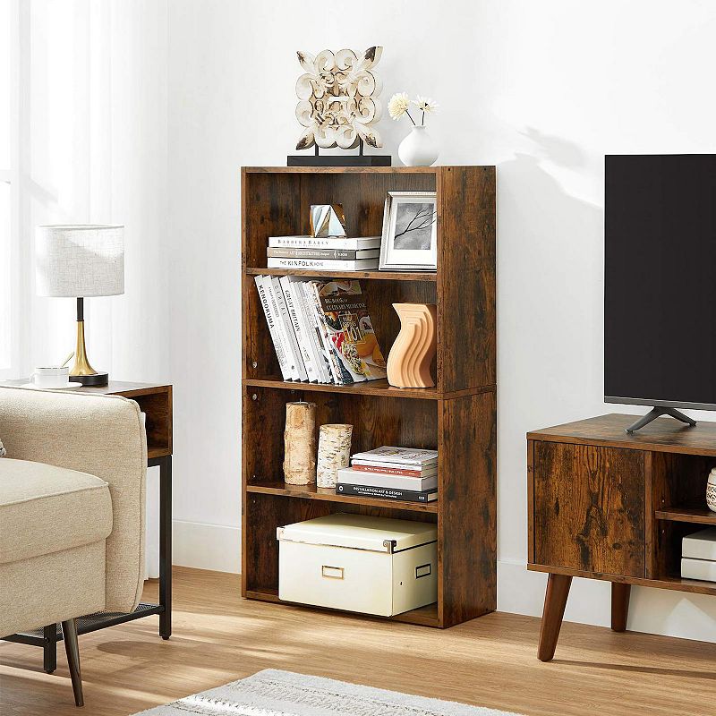 42.3in Bookshelf， Open Bookcase With Adjustable Storage Shelves， Floor Standing Unit - 42.3in