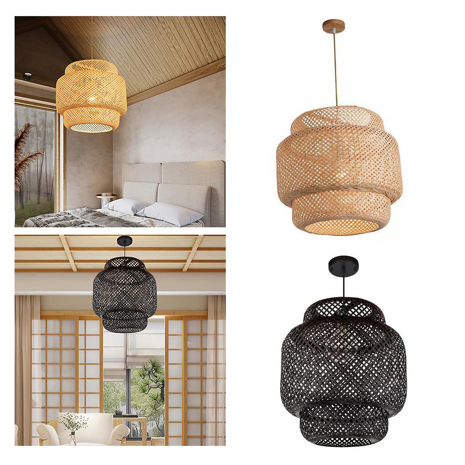 2pcs Woven Bamboo Pendant Light Creative Lamp Home Decor