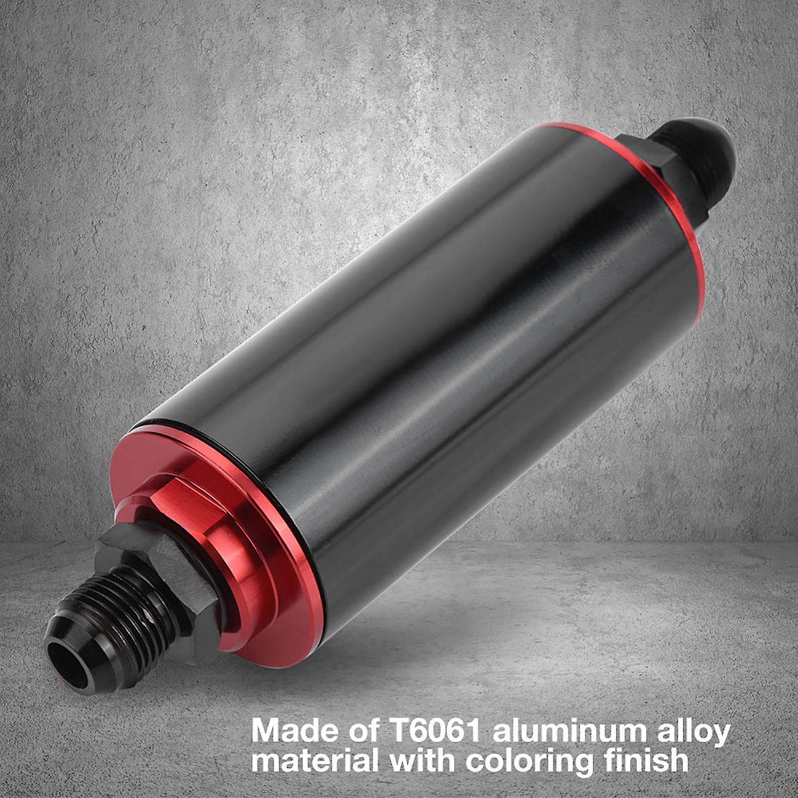 Universal 100 Micron An8 Aluminum High Flow Fuel Inline Petrol Filter For Car Truck Black