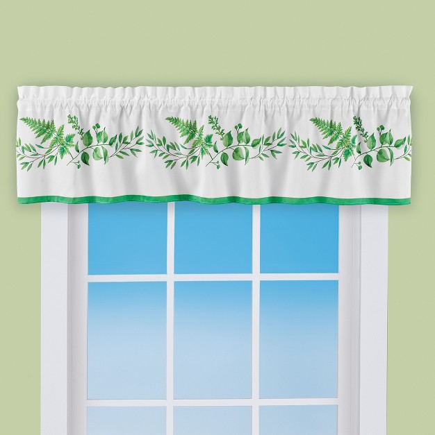 Collections Etc Tropical Botanical Leaves Rod Pocket Top Window Valance