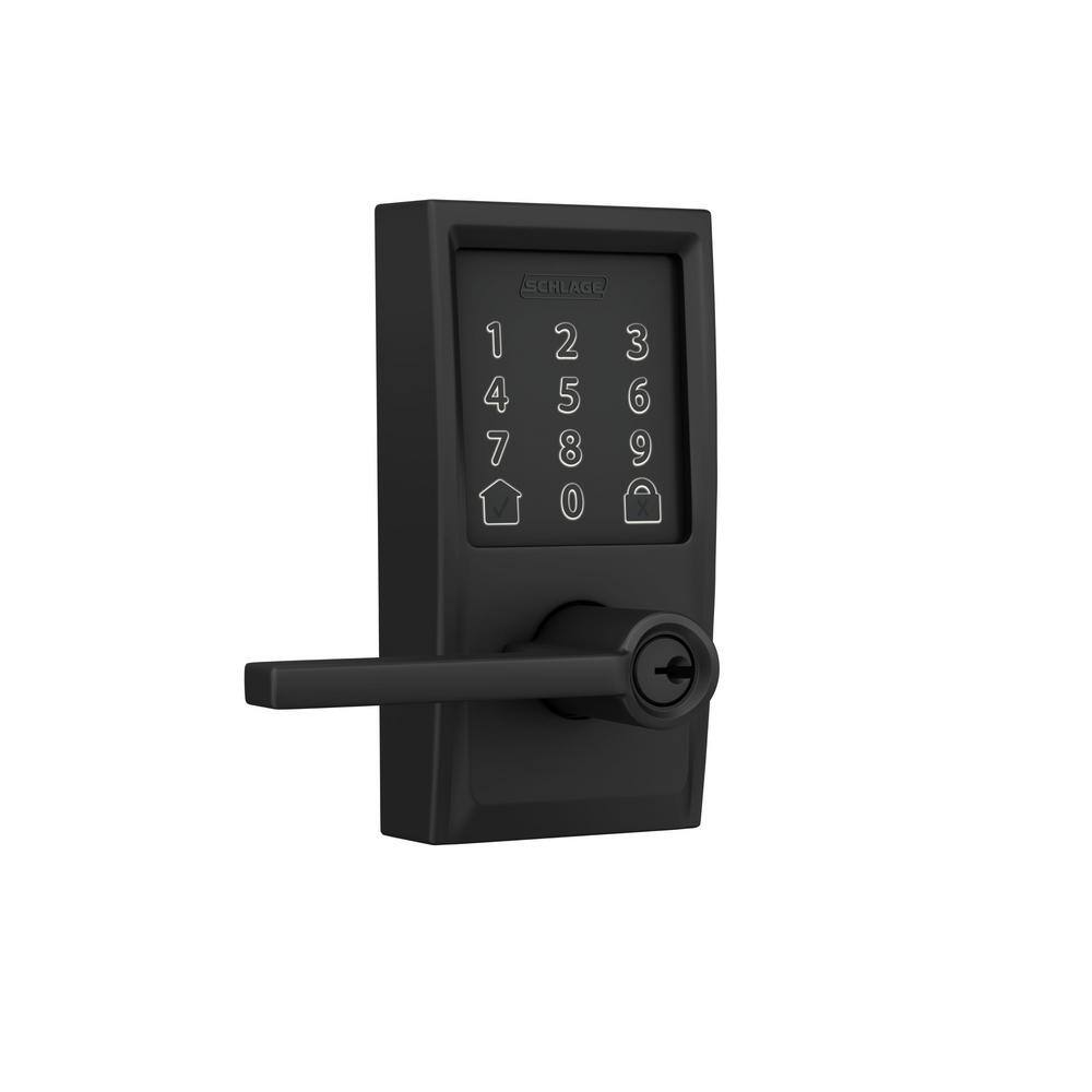 Schlage Century Matte Black Electronic Encode Smart Wi-Fi Latitude Lever with Alarm FE789WB CEN 622 LAT