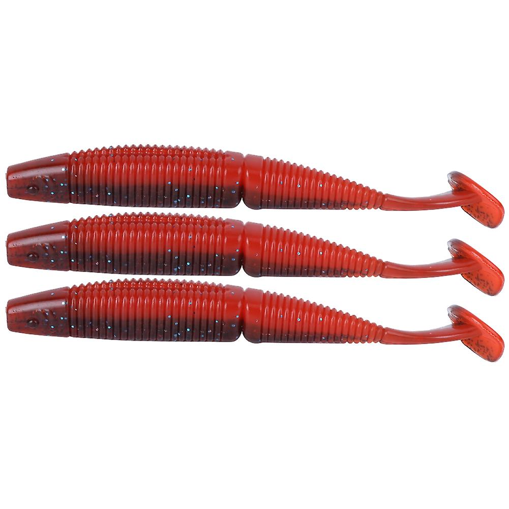 Ar36 3pcs T Tail Soft Worm Artificial Bait 140mm 17g Lures Fishing Tackle Accessoriesdark Red