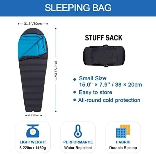 sleeping bag winter 20 for Adults Backpacking SleepingBag for Cold Weather with Compression Sack