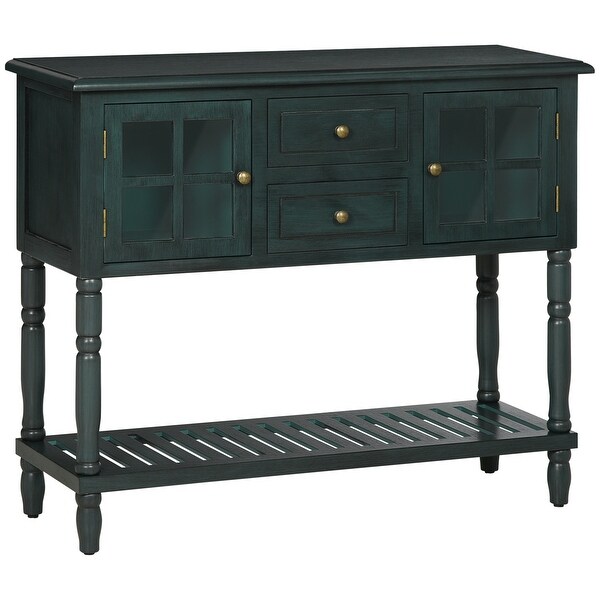 HOMCOM Vintage Console Table with 2 Drawers and Cabinets， Retro Sofa Table for Entryway， Living Room and Hallway