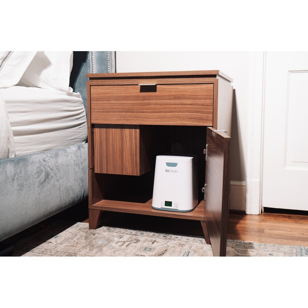 C PAP Nightstand in WALNUT with Left Side Slide