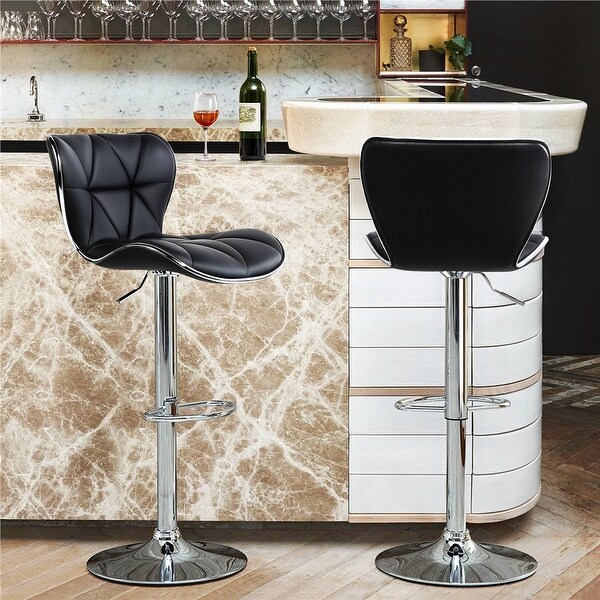 Yaheetech 2pcs Adjustable Chair Bar PU Leather Swivel Bar Stools