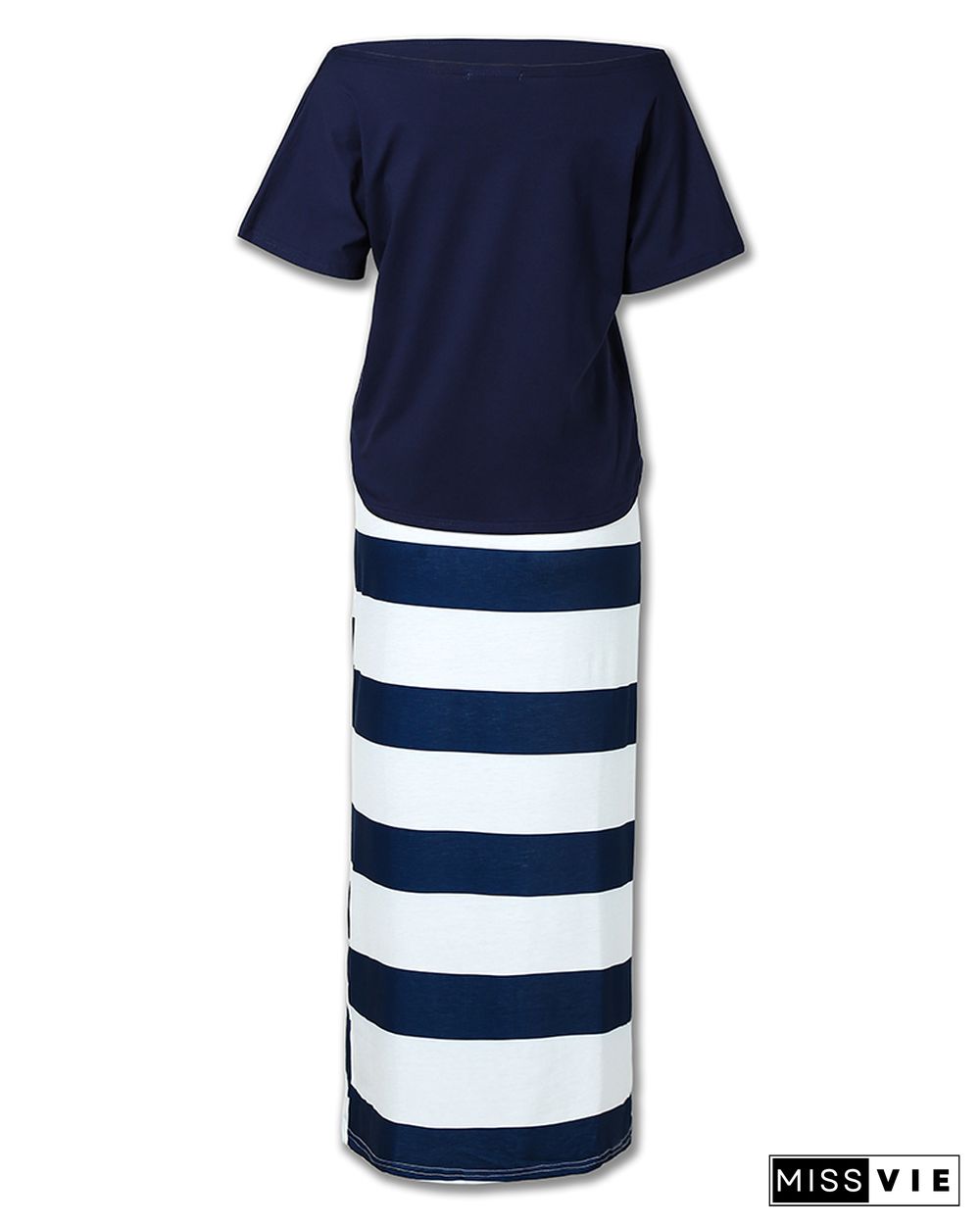 Boat Anchor Print T-Shirt & Striped Skirt Set