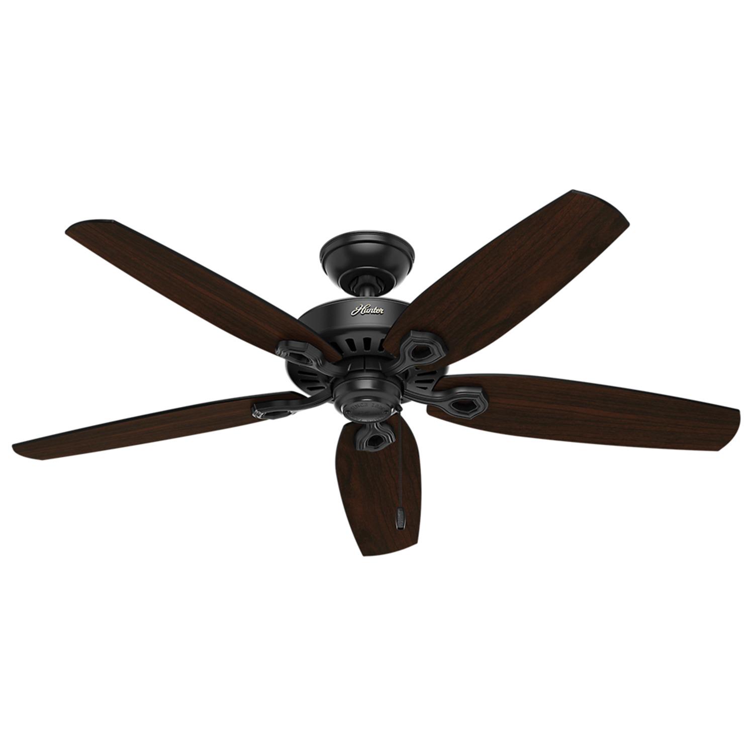 Hunter 52 Builder Matte Black Ceiling Fan with Pull Chain