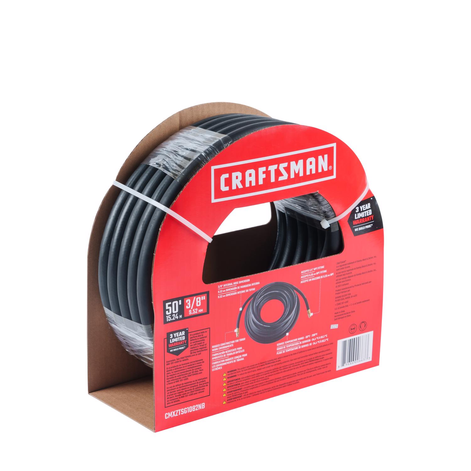 Craftsman 50 ft. L X 3/8 in. D Rubber Air Hose 300 psi Black