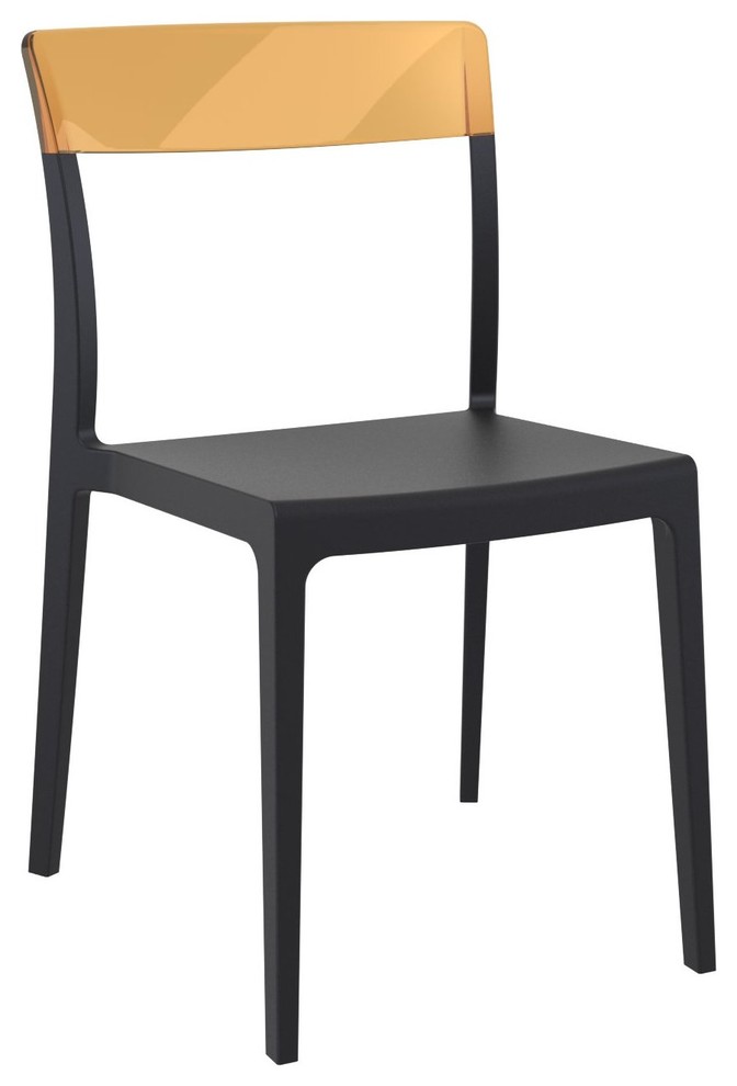 Flash Dining Chair  Black Transparent Amber  Set of 2   Contemporary   Outdoor Dining Chairs   by Compamia  Houzz