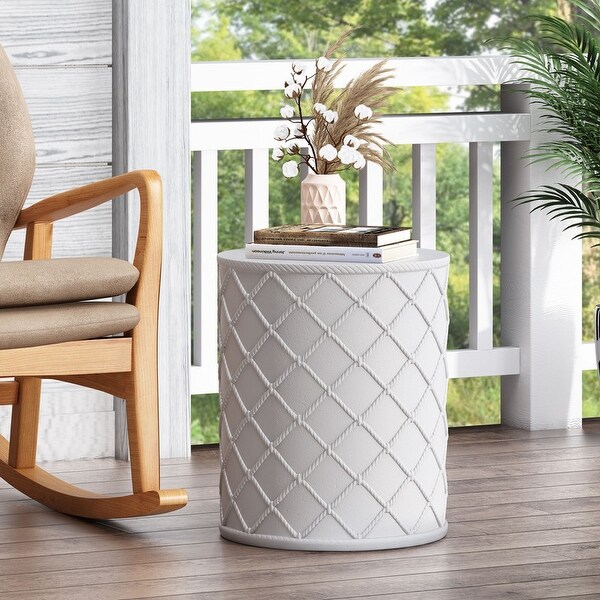 Modern Indoor and Outdoor Cylindrical Characteristic Side Table，White