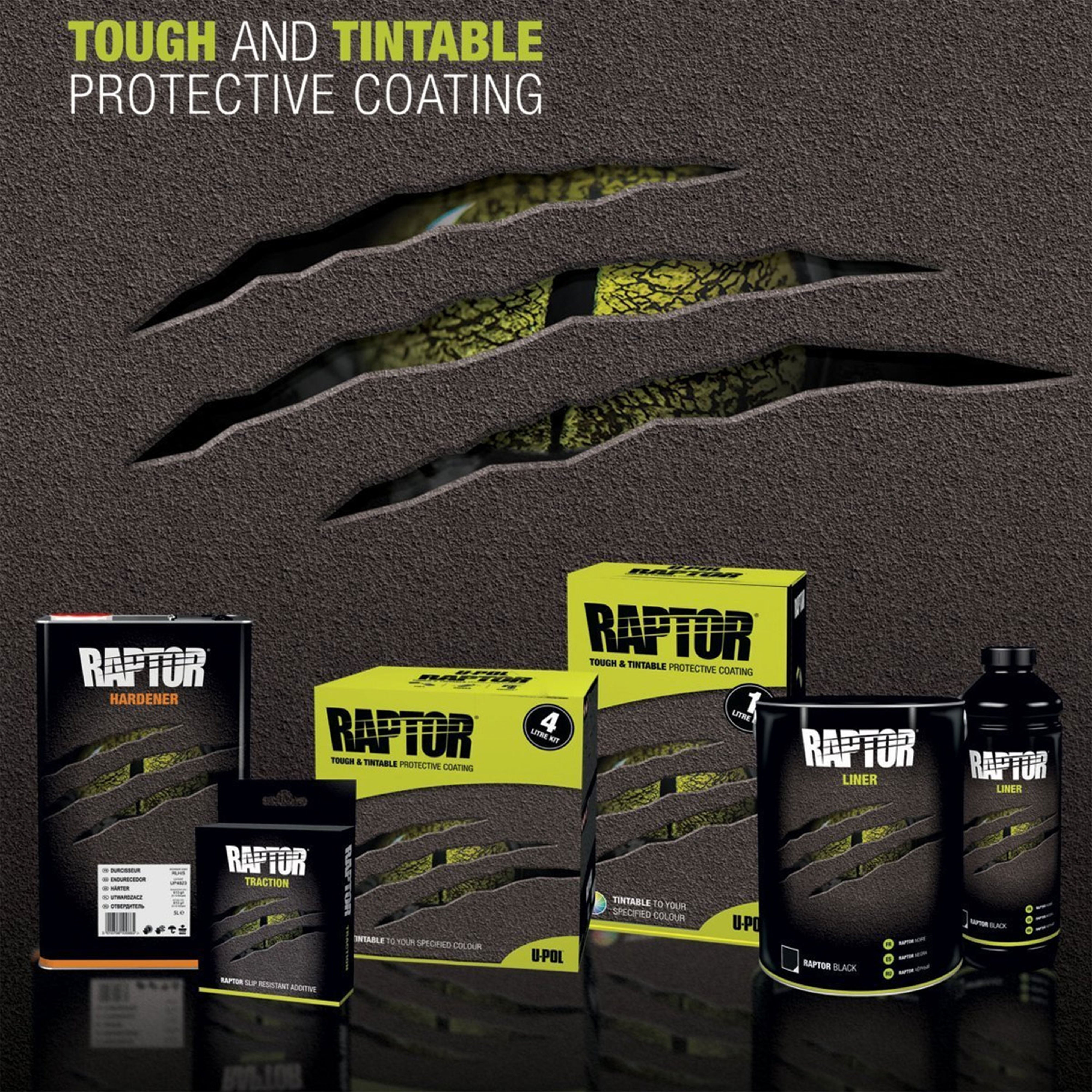 U-Pol Raptor Black Urethane Spray-On Truck Bed Liner 4 Quart Kit and Custom Coat Spray Gun with Regulator