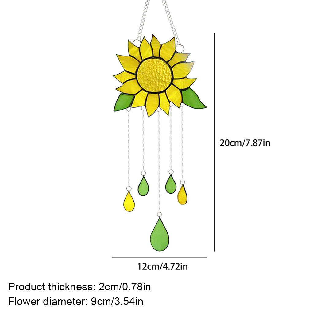 Rinhoo Wind Bell Alloy Sunflower Wind Chime Epoxy Hanging Craft Decoration Windbell for Home Garden