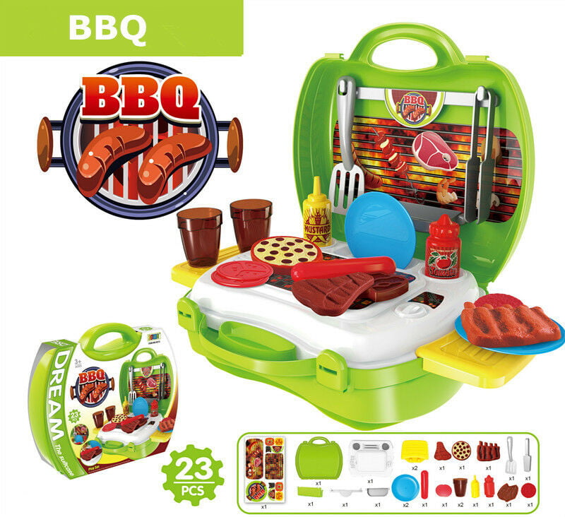 Kitchen Set Toys BBQ Grill For Kid Pretend Play Toddler Children Food Cooking for kids birthday Xmas