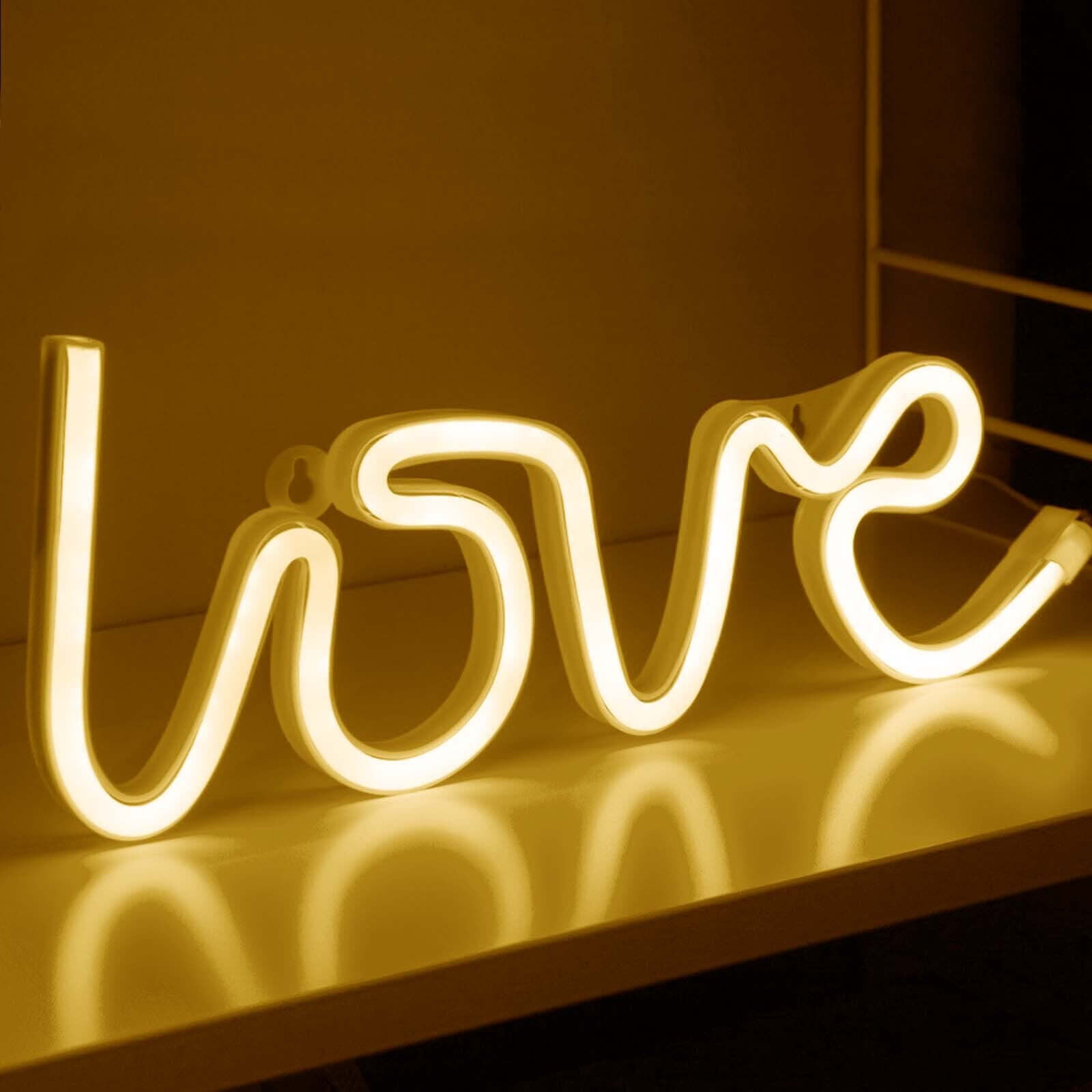 Love Neon Light Sign, LED Reusable Wall Decor Lights USB and Battery Operated 13